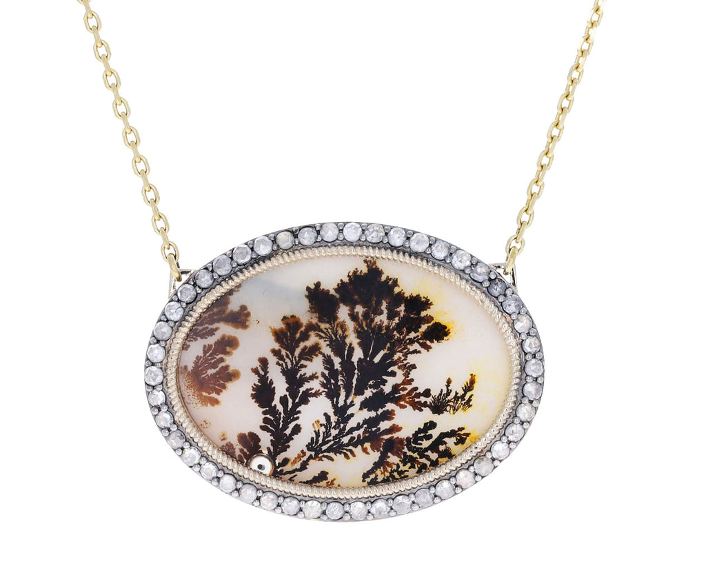 Diamond and Dendritic Agate Thalia Pendant Necklace
