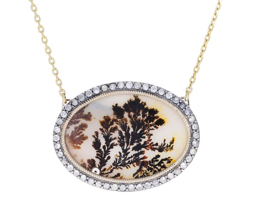 Diamond and Dendritic Agate Thalia Pendant Necklace