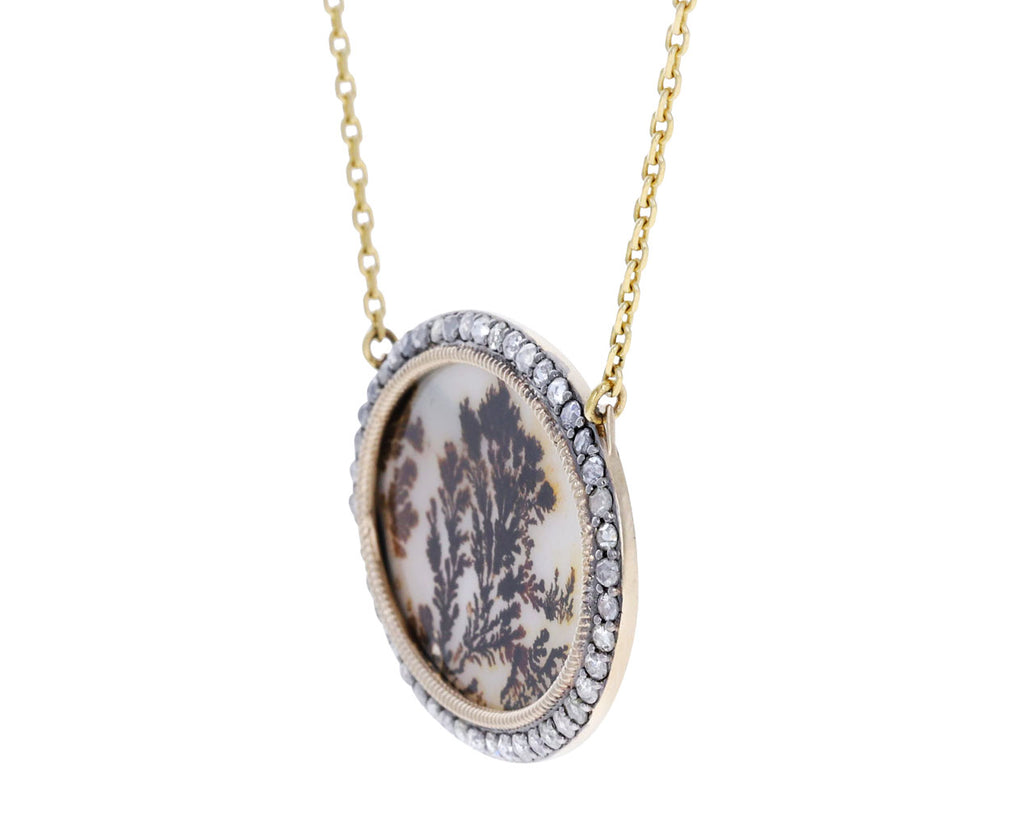 Diamond and Dendritic Agate Thalia Pendant Necklace