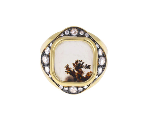 Diamond and Dendritic Agate Thalia Square Ring