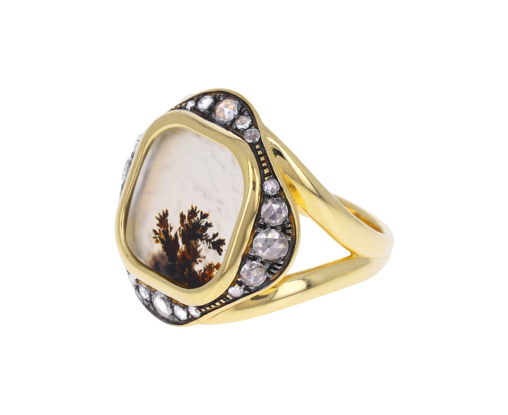 Diamond and Dendritic Agate Thalia Square Ring