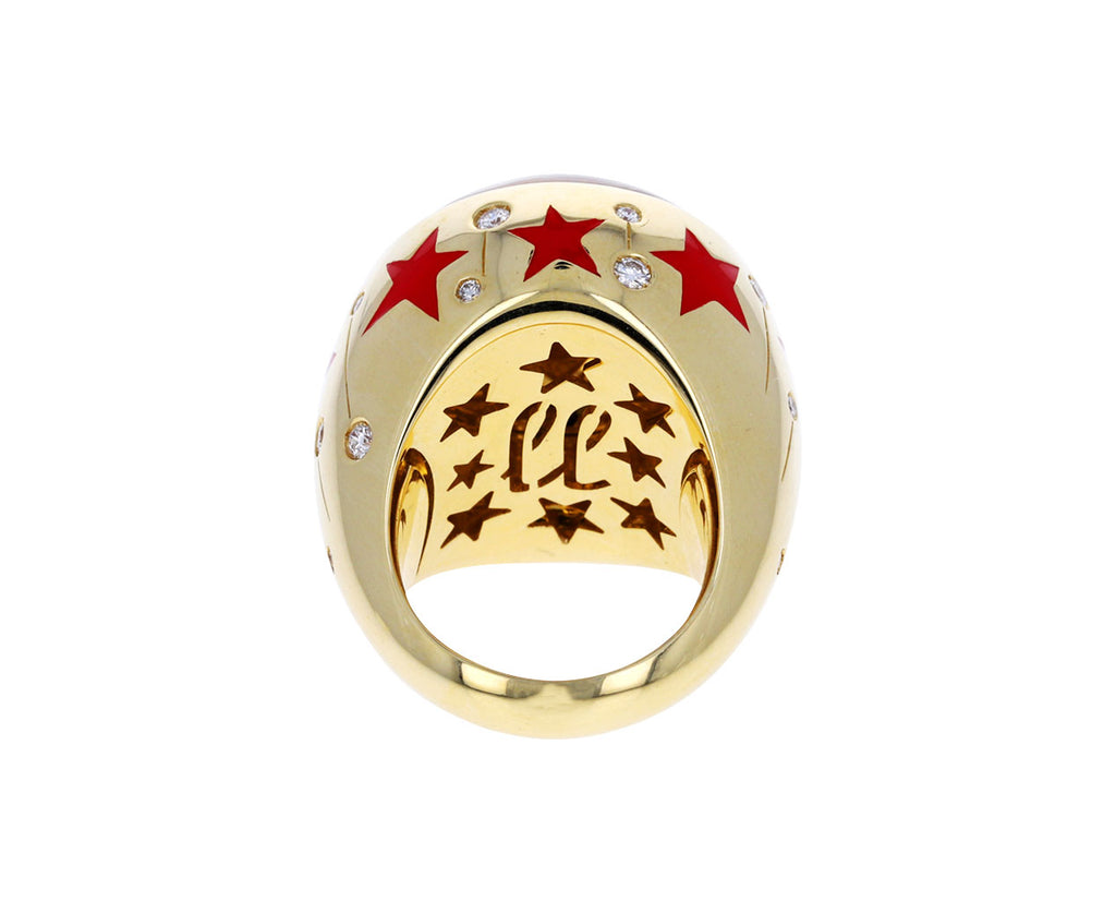 Annie Vintage Button Red Stars Ring