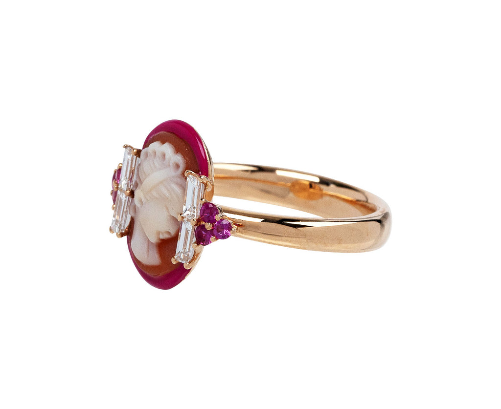 Francesca Villa Be Precious Vintage Cameo Diamond Baguette Ring Side View