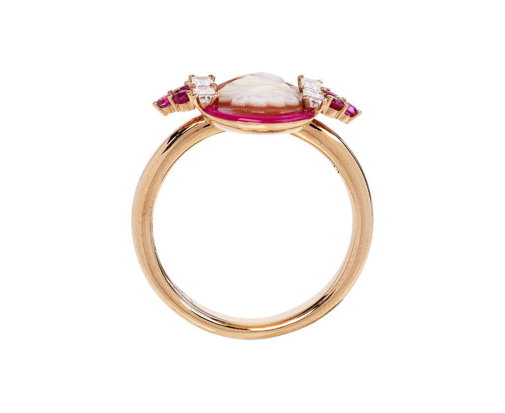 Francesca Villa Be Precious Vintage Cameo Diamond Baguette Ring Top