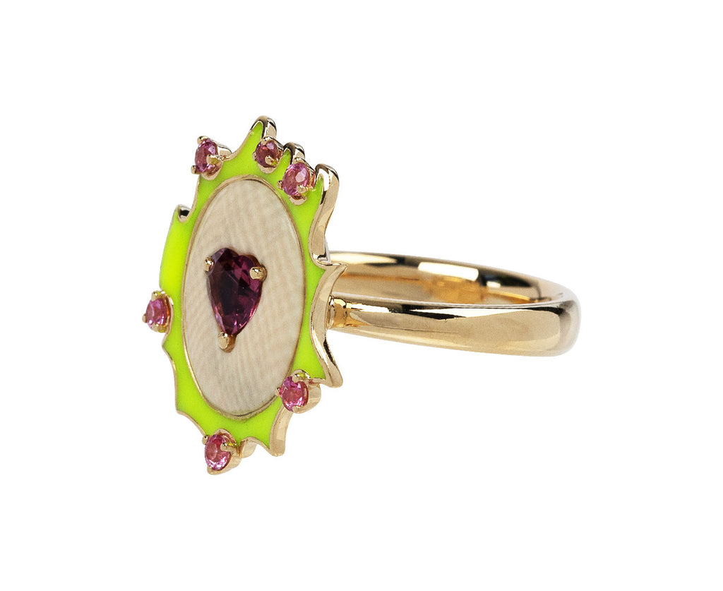 Francesca Villa Heart of Fire Pink Tourmaline Enamel Ring