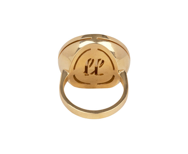 Greca Motif amp; Logo Crystal Ring