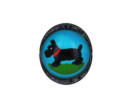 Scottie Dog Bright Day Vintage Crystal Ring