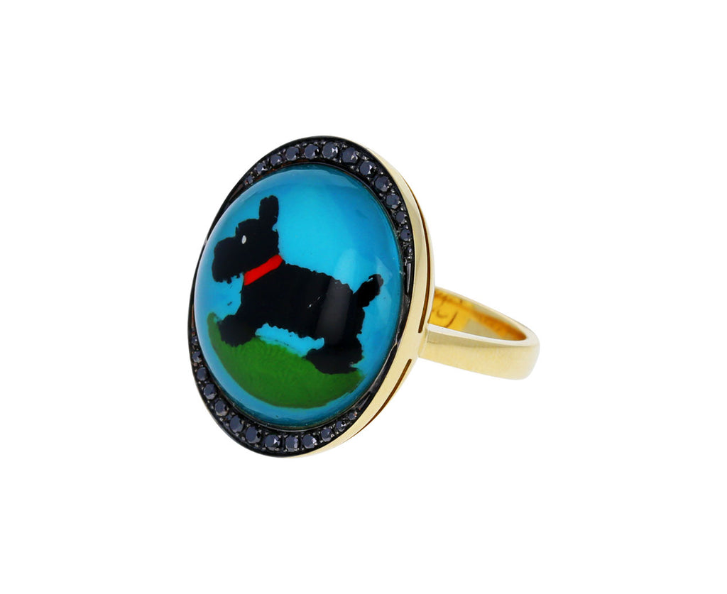 Scottie Dog Bright Day Vintage Crystal Ring