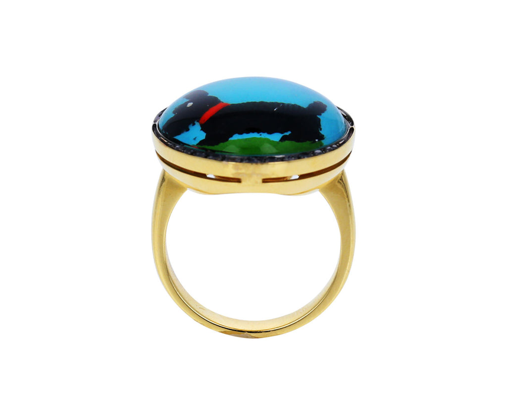 Scottie Dog Bright Day Vintage Crystal Ring