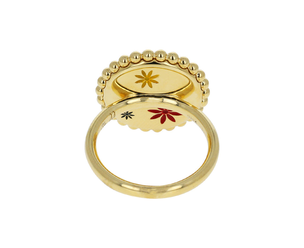 White Button Morning Star Enamel Ring