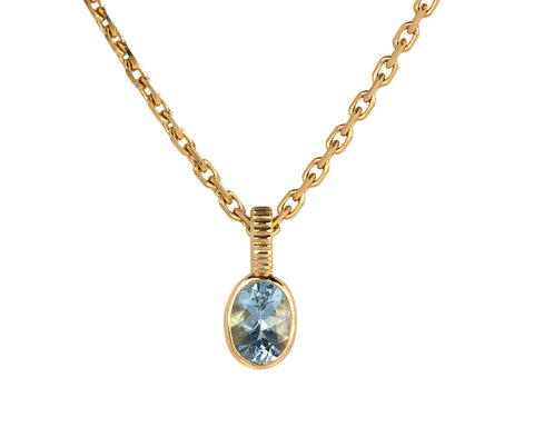 Viltier Aquamarine Oval Magnetic Charm Pendant ONLY On Chain