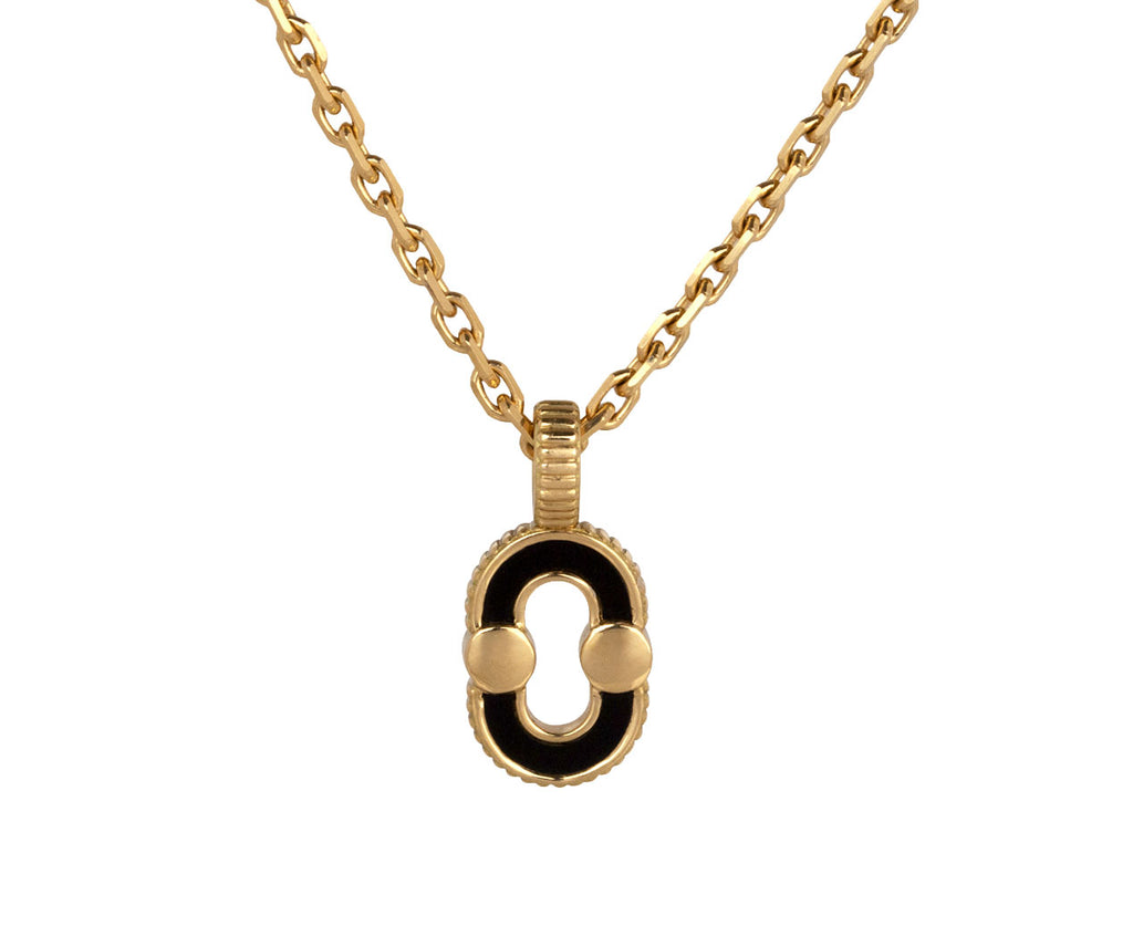 Viltier Black Onyx and Mother-of-Pearl Magnetic Twist Pendant ONLY On Chain