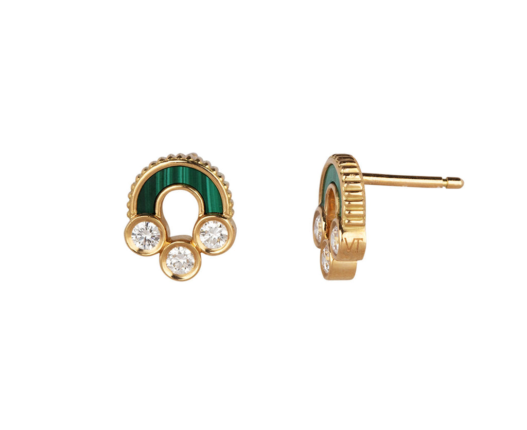 Viltier Malachite Magnetic Stud Earrings Side View