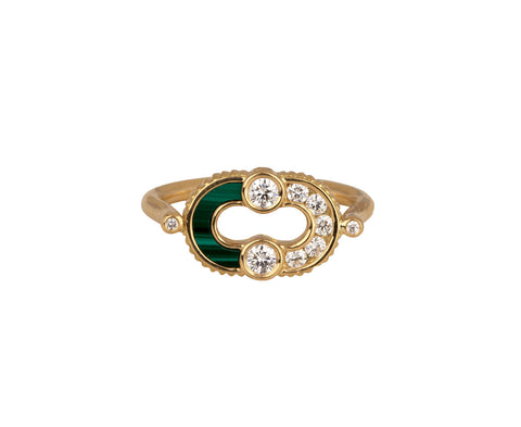 Viltier Malachite and Diamond Magnetic Semi Ring