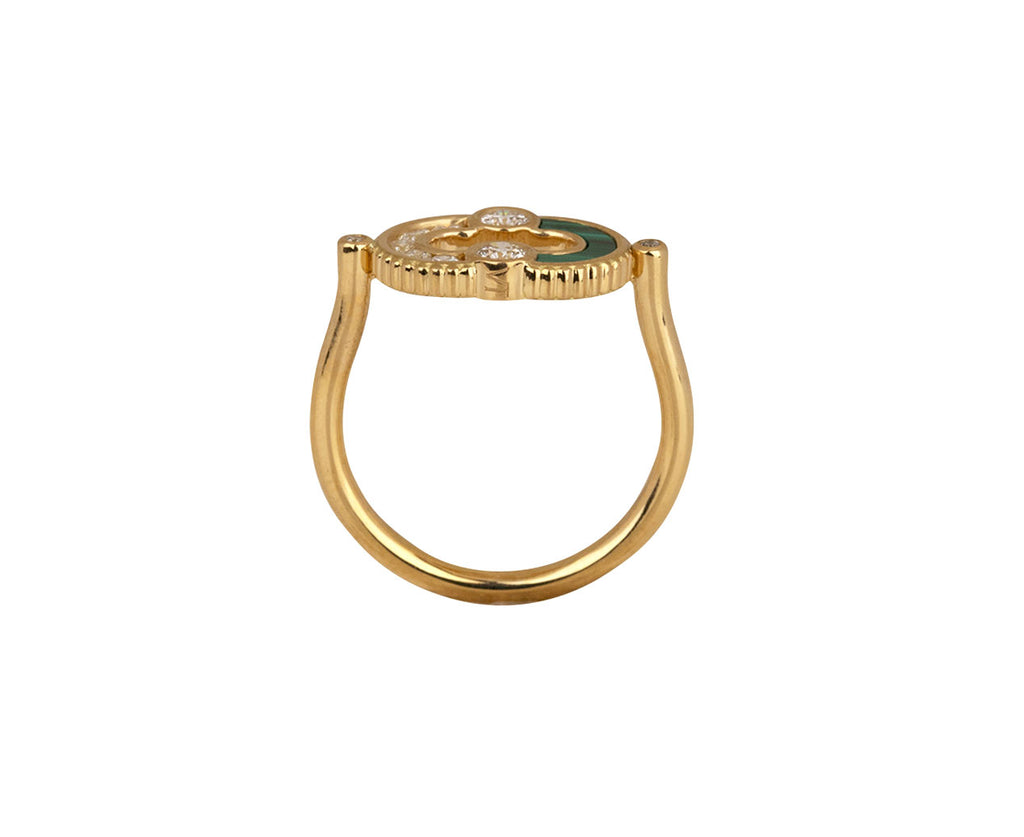 Viltier Malachite and Diamond Magnetic Semi Ring Top