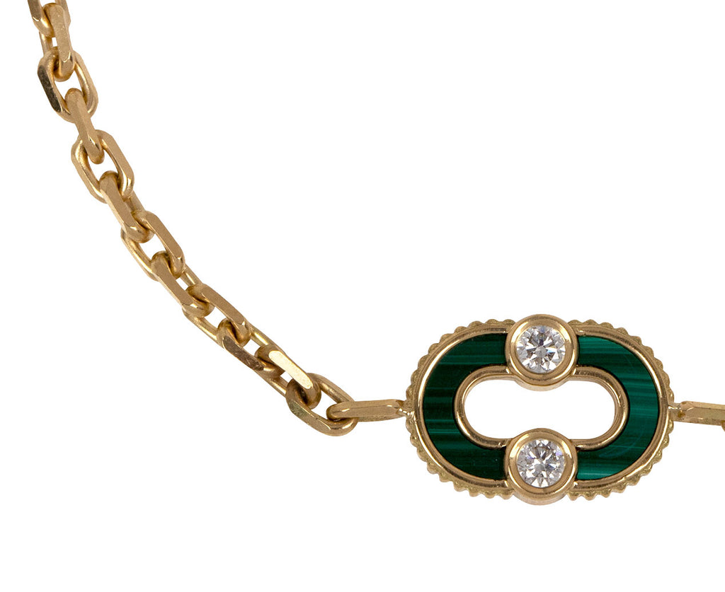 Viltier Malachite and Mother-of-Pearl Magnetic Bracelet Close Up