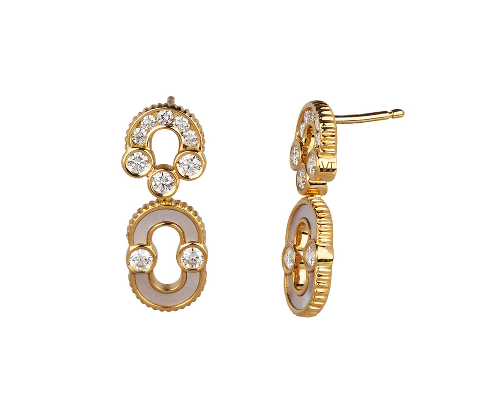 Viltier Mother-of-Pearl and Diamond Magnetic Solo Earrings Side View
