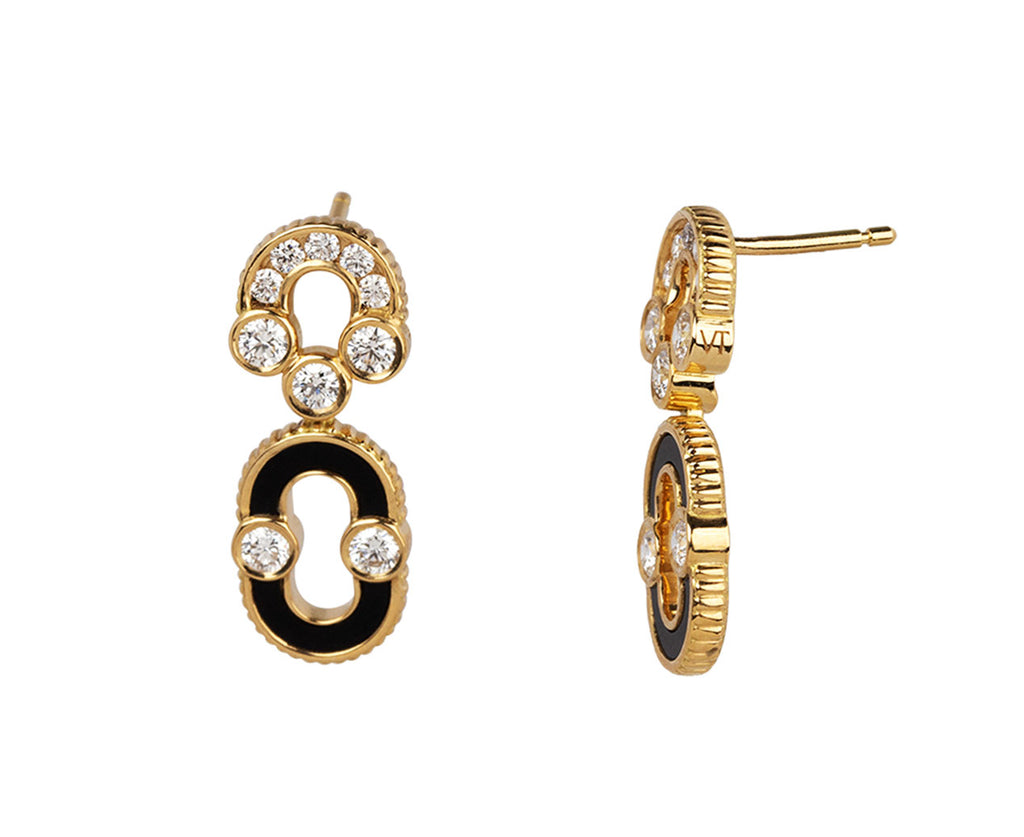 Viltier Onyx and Diamond Magnetic Solo Earrings Side View