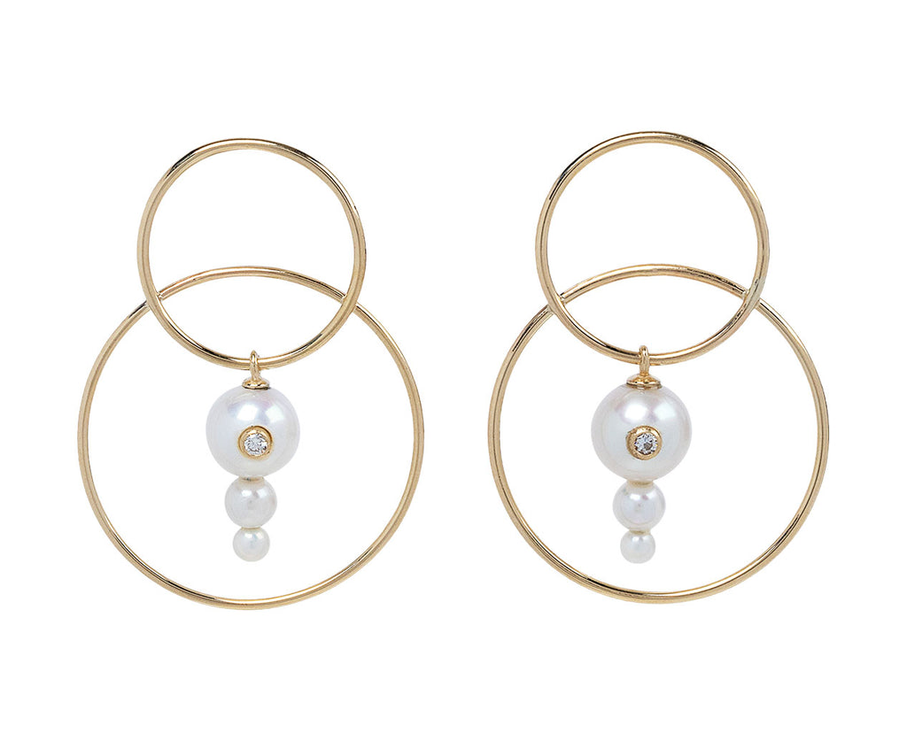 Diamond and Triple Pearl Scarpa Earrings
