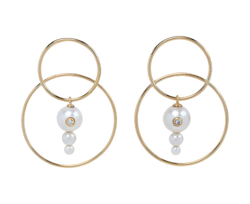 Diamond and Triple Pearl Scarpa Earrings