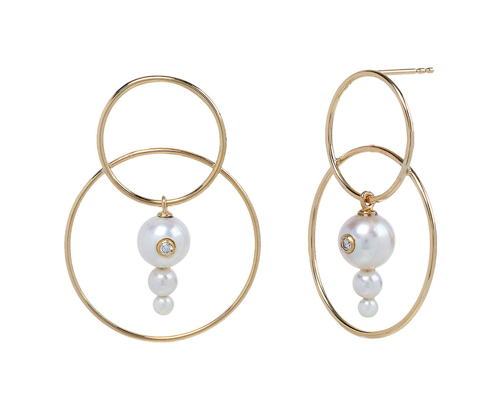 Diamond and Triple Pearl Scarpa Earrings