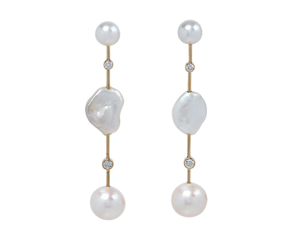 Pearl and Diamond Cloudbar Earrings
