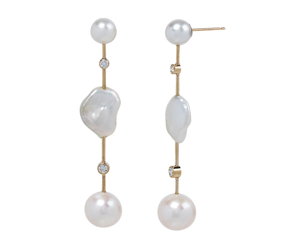 Pearl and Diamond Cloudbar Earrings