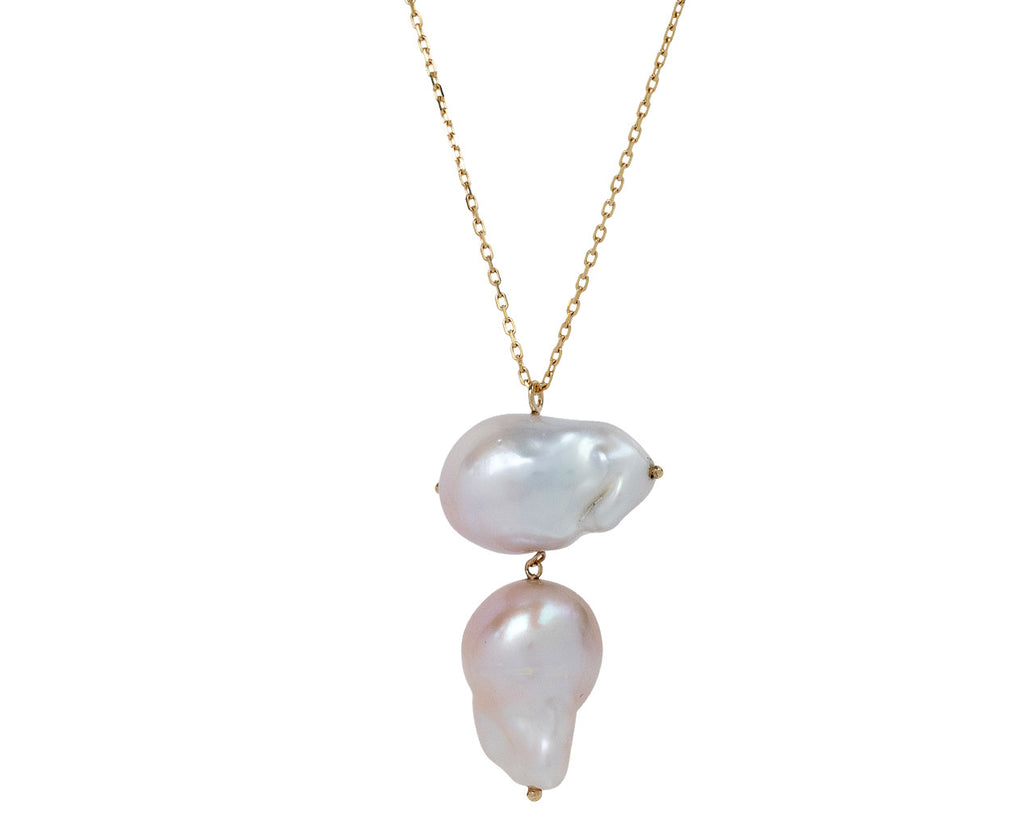 White/Space Double Baroque Pearl Necklace Long