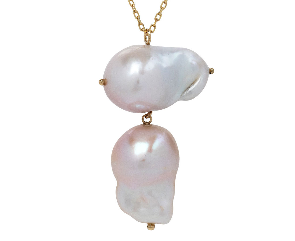 White/Space Double Baroque Pearl Necklace Close Up