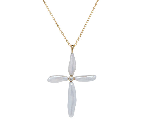 Divina Pearl Cross Necklace