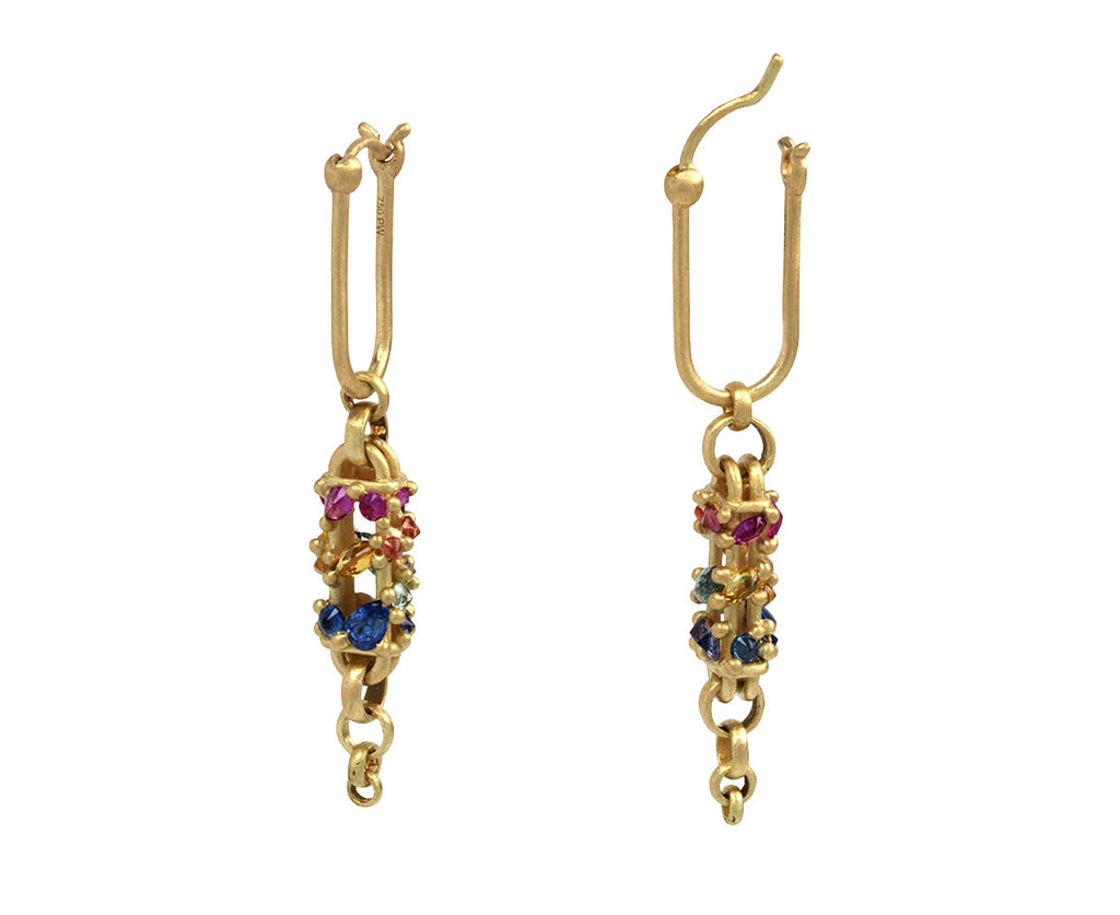 Polly Wales Rainbow Long Fontaine Bar Earrings Side Open