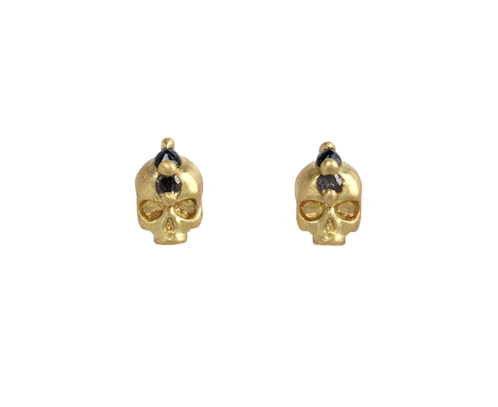 Polly Wales Black Sapphire and Diamond Island of Idols Skull Stud Earrings