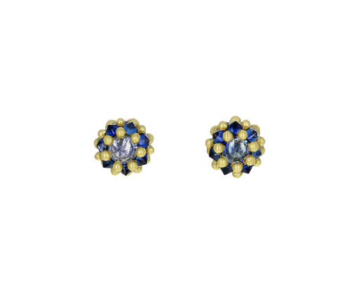 Blue Sapphire Small Sputnik Stud Earrings