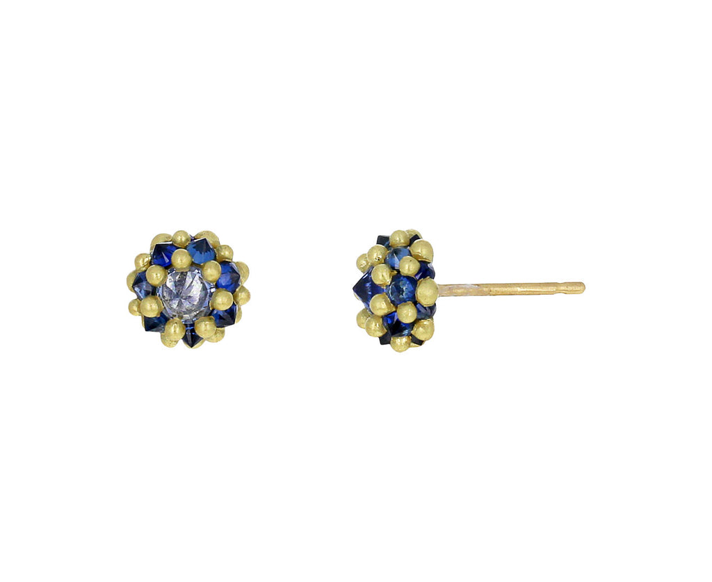 Blue Sapphire Small Sputnik Stud Earrings