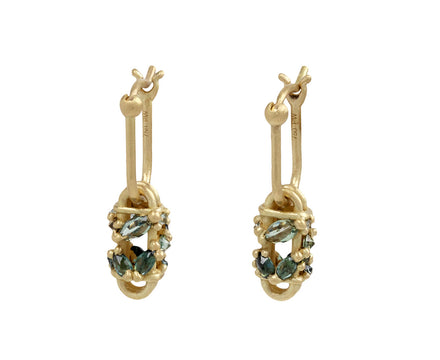 Polly Wales Green Short Fontaine Bar Earrings