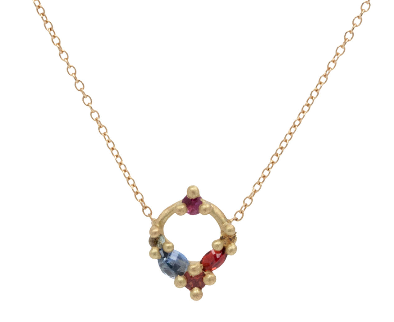 Rainbow Sapphire Des Gouttes de Roses Pendant Necklace
