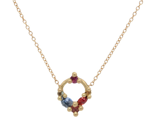 Rainbow Sapphire Des Gouttes de Roses Pendant Necklace