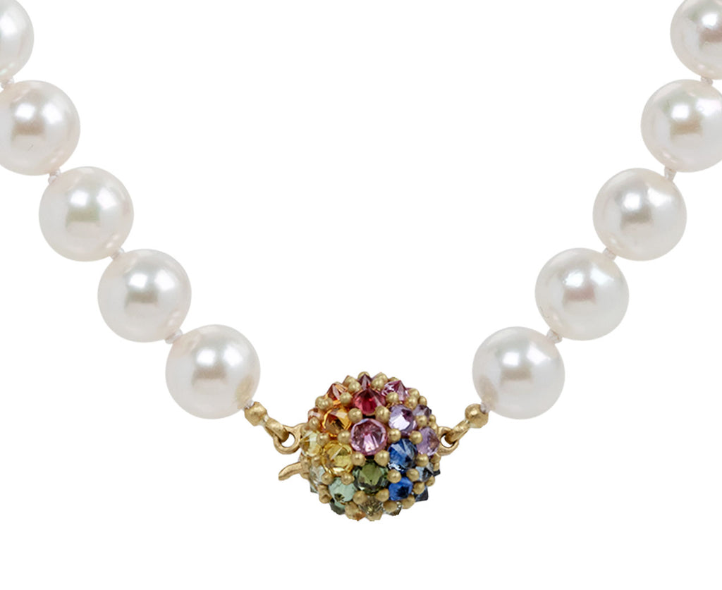 Polly Wales Medium Rainbow Sputnik Pearl Necklace Close Up