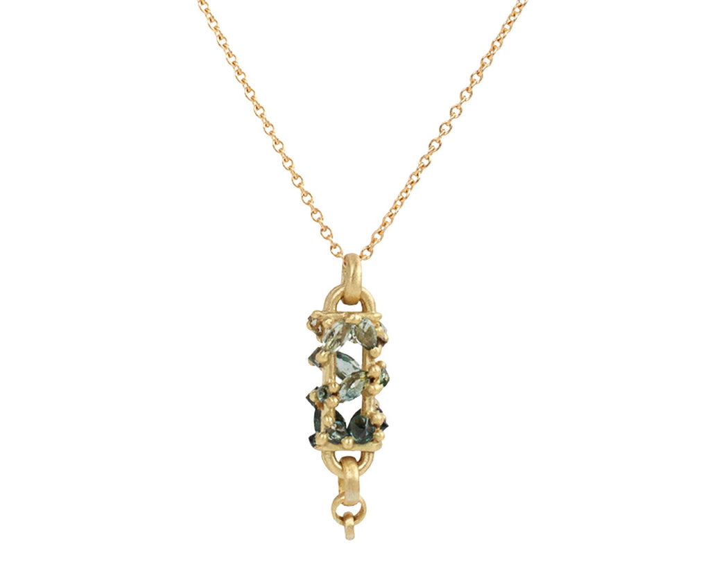 Polly Wales Green Vertical Fontaine Bar Pendant Necklace
