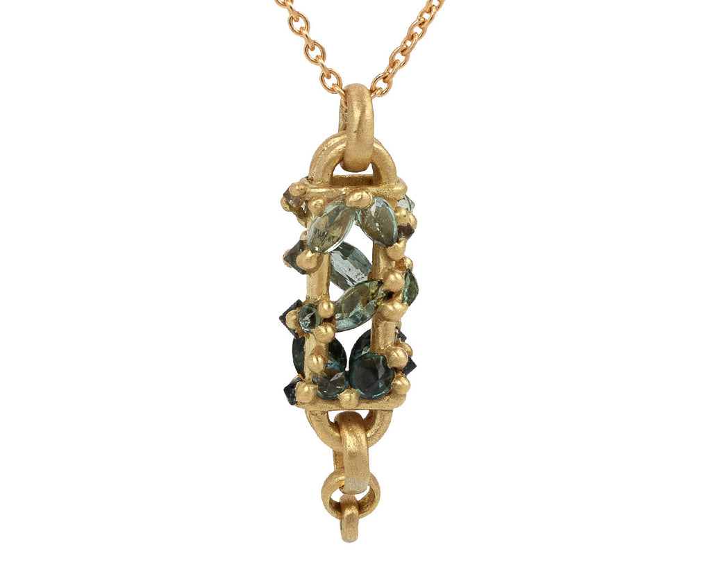 Polly Wales Green Vertical Fontaine Bar Pendant Necklace Close Up