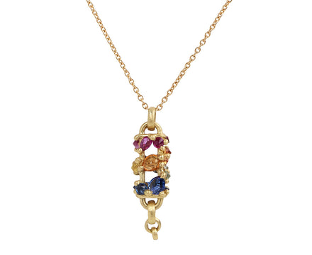 Polly Wales Rainbow Sapphire Vertical Fontaine Bar Pendant Necklace