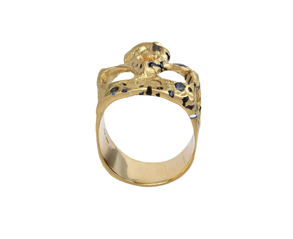 Polly Wales Blue Sapphire Confetti Skull Ring Top
