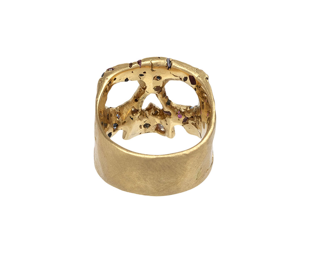 Polly Wales Rainbow Sapphire Confetti Skull Ring back