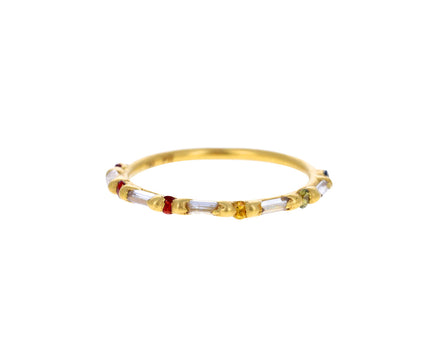Diamond and Rainbow Sapphire Daphne Ring
