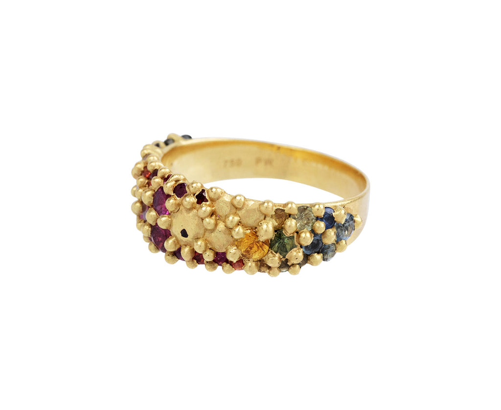 Polly Wales Rainbow Sapphire Tapered River Ring Side View