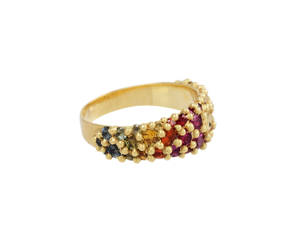 Polly Wales Rainbow Sapphire Tapered River Ring Other Side