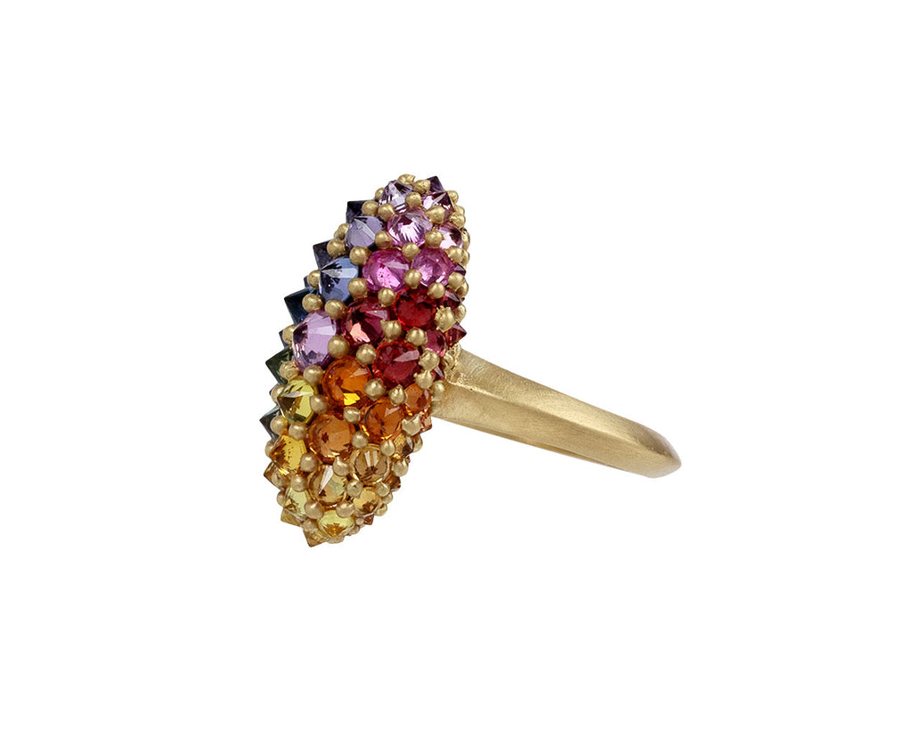 Polly Wales Rainbow Sapphire Sputnik Cocktail Ring Side View