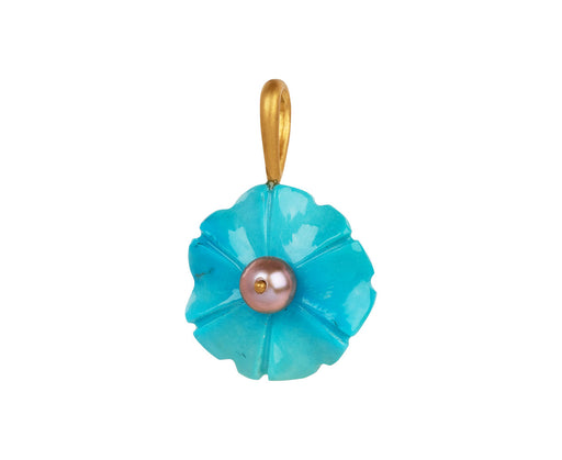 Cathy Waterman Turquoise and Pink Pearl Jeweled Flower Charm Pendant ONLY