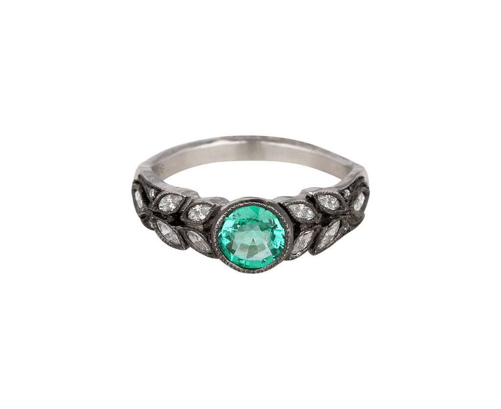 Emerald and Marquise Diamond Small Garland Ring