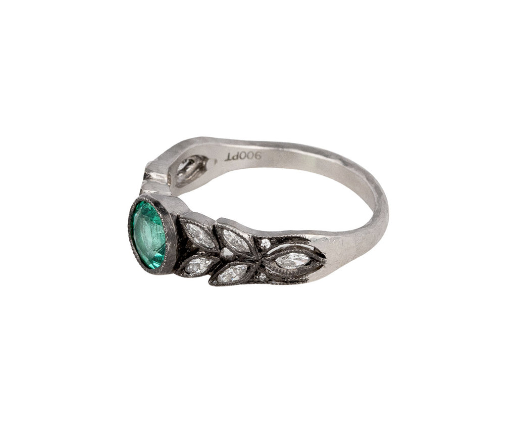 Emerald and Marquise Diamond Small Garland Ring